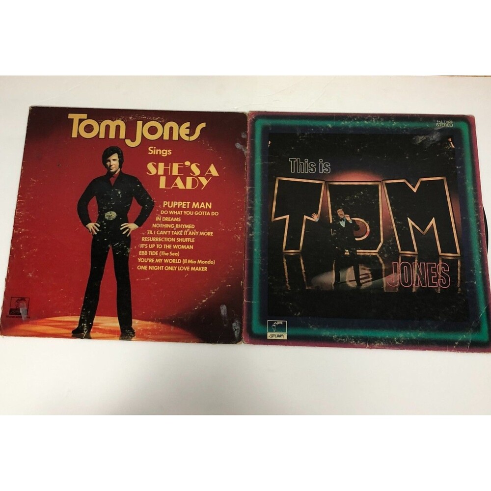 Lot of 2 Vintage Tom Jones Vinyl Records She's A Lady This is Tom Jones
